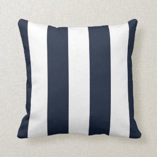 Coussin Décoratif à rayures verticales marine et blanche