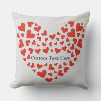 Coussin décoratif à texte personnalisé Red Heart