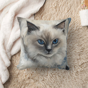 Coussin décoratif à visage de chat Ragdoll - Aquar