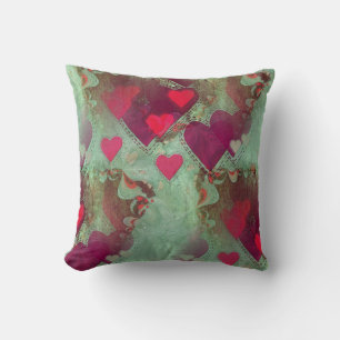 Coussin décoratif abstrait à cœurs flottants d'amo