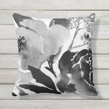 Coussin décoratif / accent extérieur floral noir e