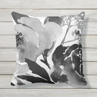 Coussin décoratif / accent extérieur floral noir e