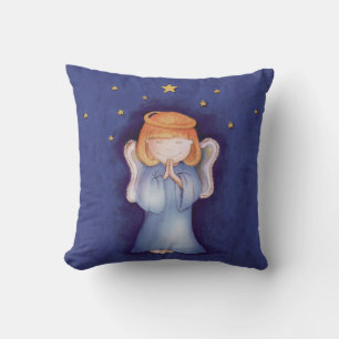 Coussin décoratif ange de Noël bleu