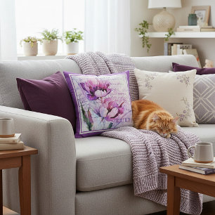 Coussin décoratif aquarelle tulipes