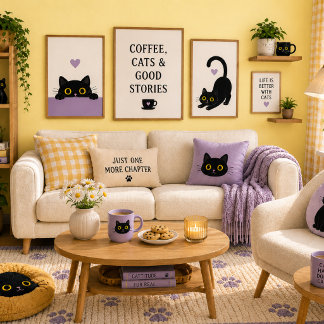 Coussin décoratif au visage de chat noir mignon –