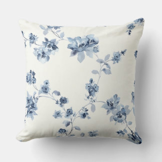 Coussin décoratif avec imprimé de fleurs bleues