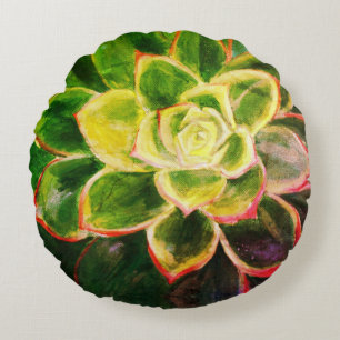 Coussin décoratif avec peinture de plante grasse