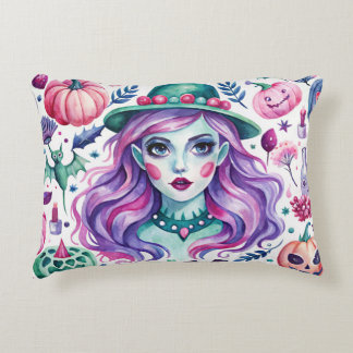 Coussin décoratif avec sorcière et imprimé Hallowe