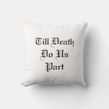 Coussin décoratif blanc 'Jusqu'à la mort'