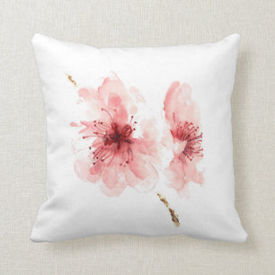 Coussin décoratif blanc Sakura de fleurs de