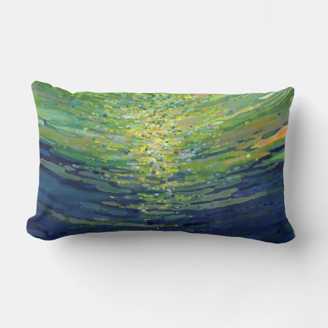 Coussin décoratif bleu marine, corail et jaune Juu (Recto)