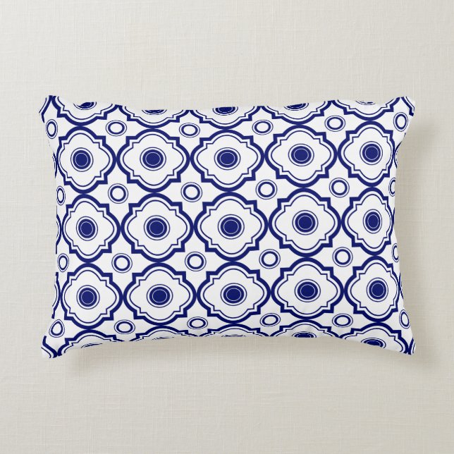 Coussin décoratif bleu Quatrefoil (Devant)