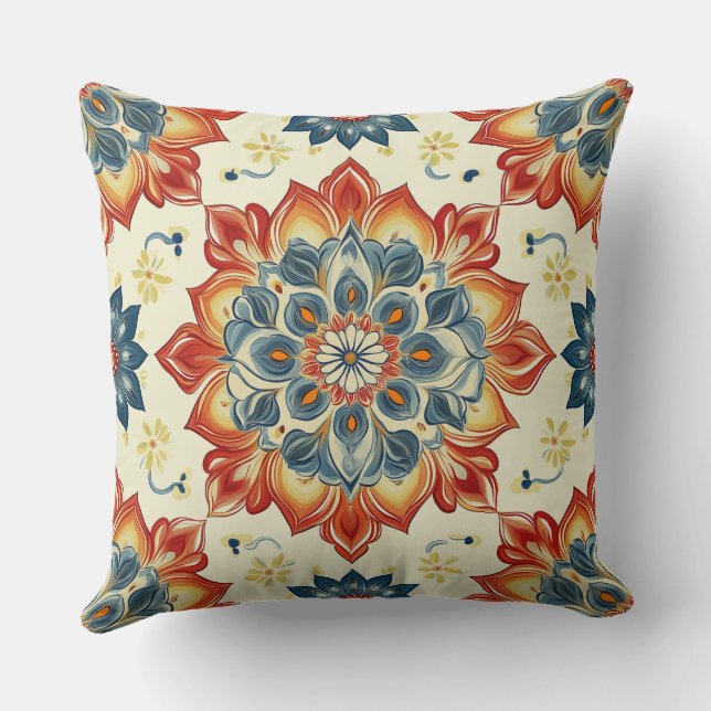 Coussin décoratif bohémien Mandala (Verso)