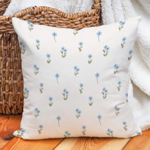Coussin Décoratif Boho Ditsy Floral Cottagecore Bleu