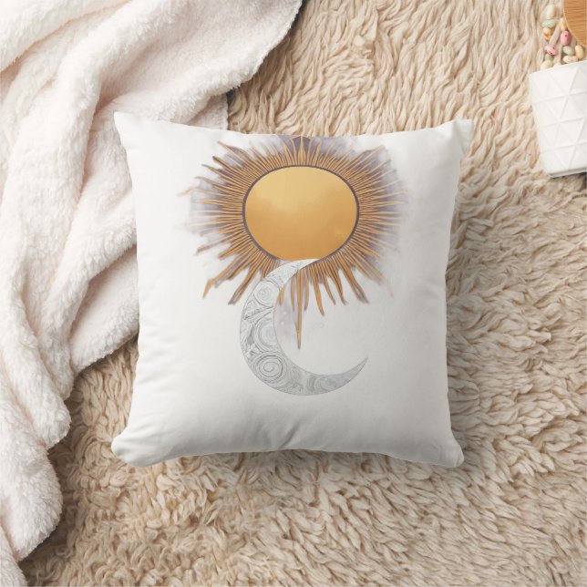 Coussin décoratif Boho Gold Sun Moon Celeste (Couverture)