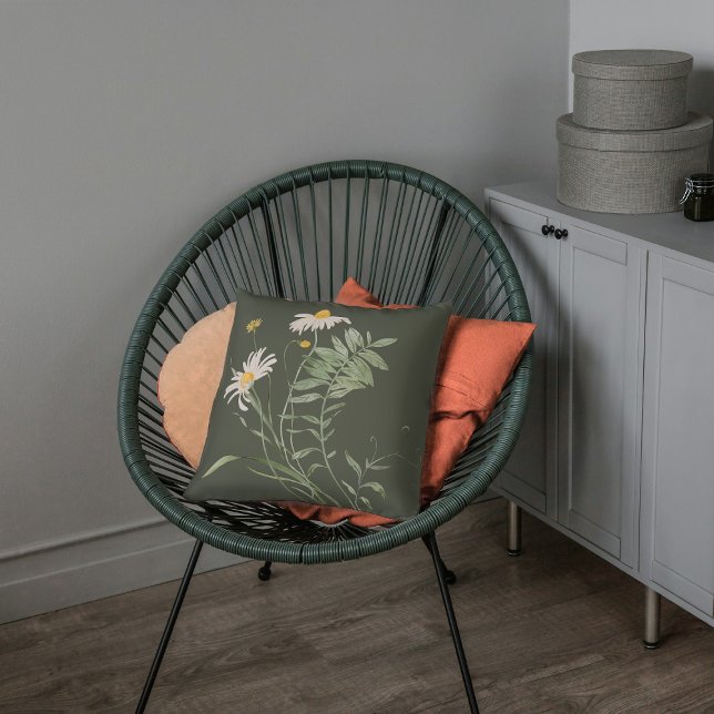 Coussin décoratif botanique fleur de marguerite ve (Créateur téléchargé)