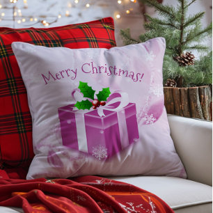 Coussin décoratif Cadeau de Noël rose