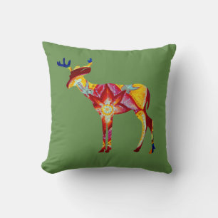 Coussin décoratif cerf coloré 41 x 41 cm