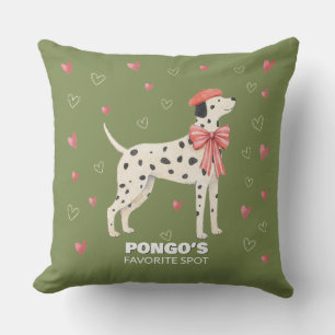 Coussin décoratif chien mignon dalmatien bow heart