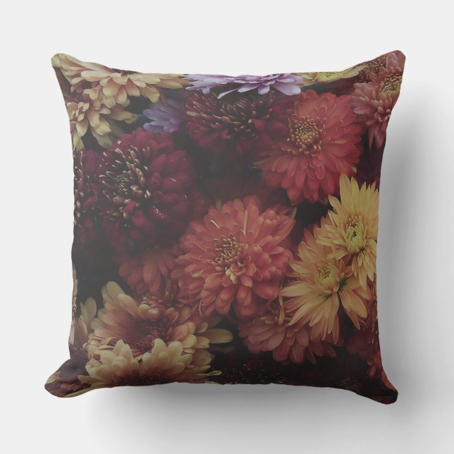 Coussin décoratif Chrysanthème de récolte Nocturne (Recto)