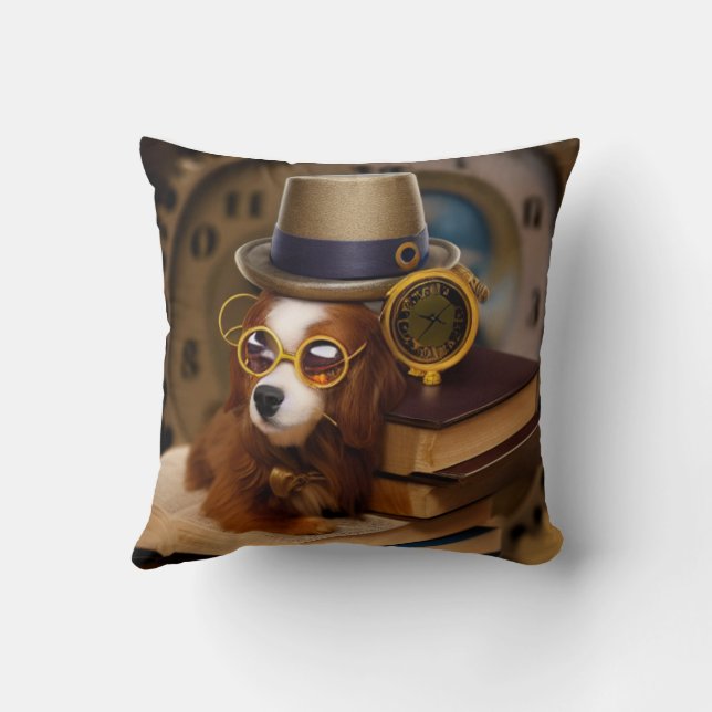 Coussin décoratif Cocker spaniel steampunk avec de (Verso)