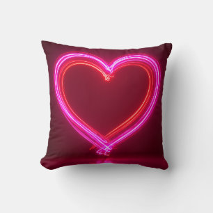 Coussin décoratif cœur abstrait rose vibrant 40x40
