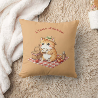 Coussin décoratif Cottagecore avec un chat roux co