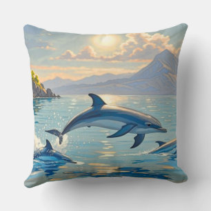 Coussin décoratif Coucher de soleil océan vibrant
