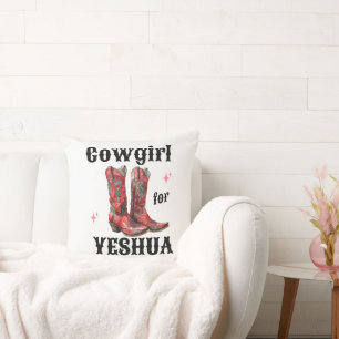 Coussin décoratif "Cowgirl pour Yeshua"