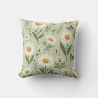Coussin décoratif Daisy Dreams – Fleurs et papillo