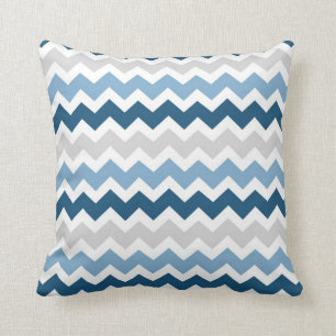 Coussin décoratif de Chevron de gris bleu