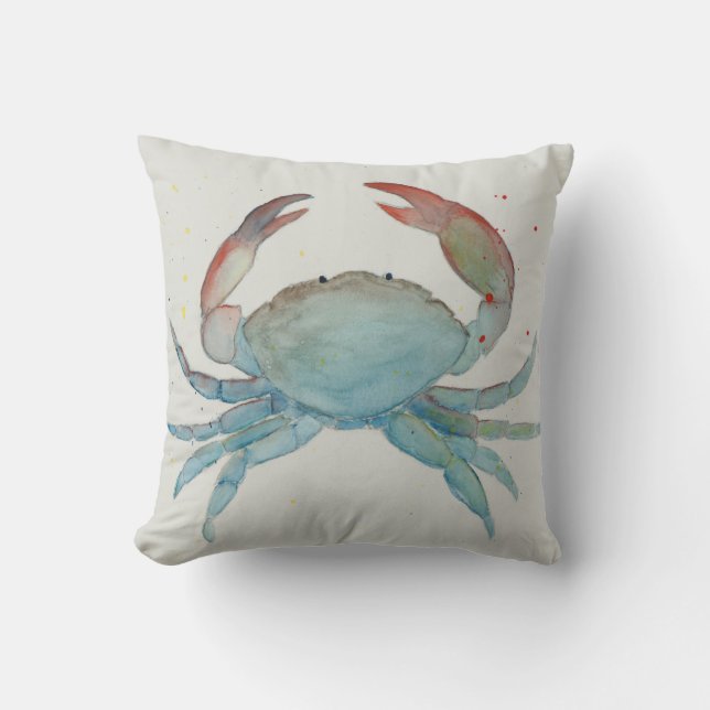 Coussin décoratif de crabe d'aquarelle (Recto)