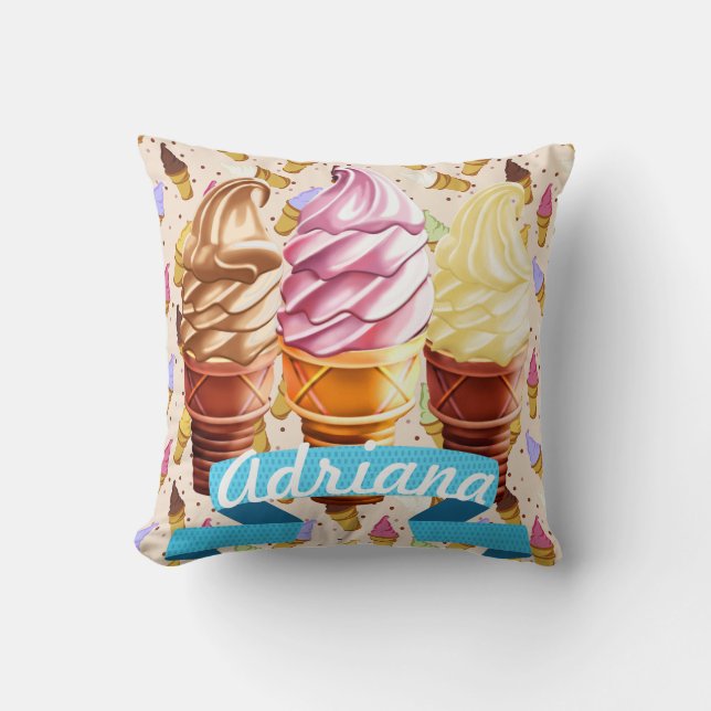 Coussin décoratif de Cutie de cornet de crème (Recto)