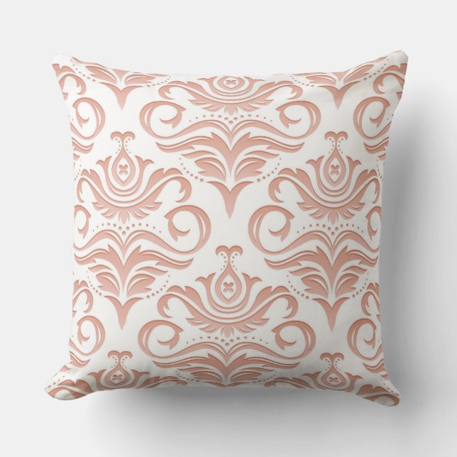 Coussin décoratif de damassé de crème de pêche (Recto)