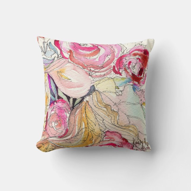 Coussin décoratif de fleurs au néon (Recto)