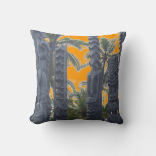 Coussin décoratif de la statue de tiki tropicale c
