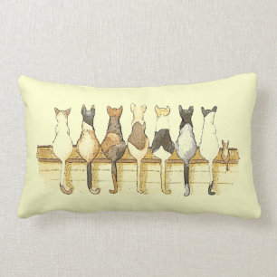 Coussin décoratif de ligne mignonne de chats