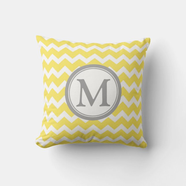 Coussin décoratif de monogramme gris jaune de (Recto)