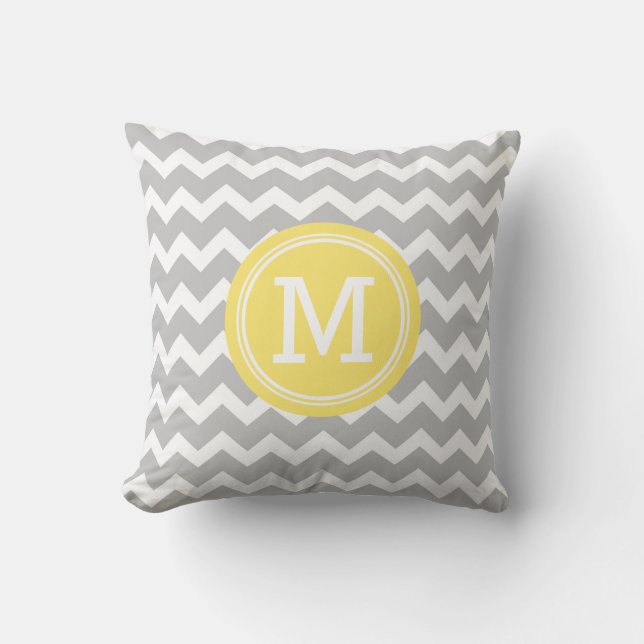 Coussin décoratif de monogramme jaune gris de (Recto)