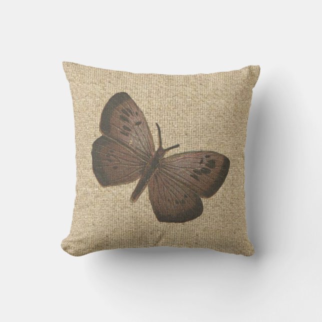 Coussin décoratif de papillon brun rustique de (Recto)