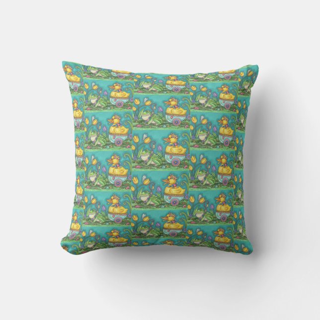COUSSIN DÉCORATIF DE PÂQUES SPRING FROG & DUCK PRI (Recto)