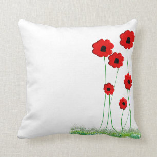 Coussin décoratif de pavots rouges