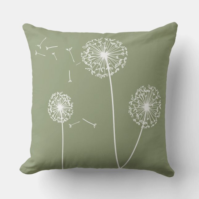 Coussin décoratif de pissenlits verts (Recto)