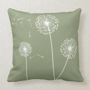 Coussin décoratif de pissenlits verts