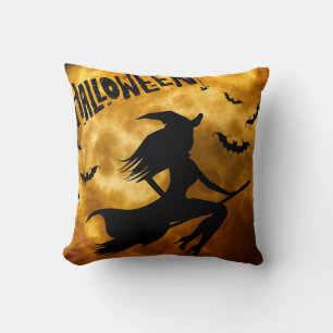 Coussin décoratif de sorcière volante pour Hallowe