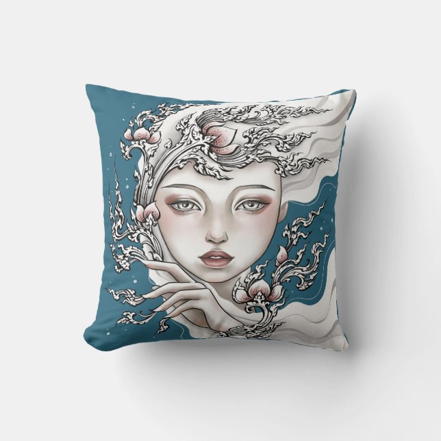 Coussin décoratif Déesse du lotus bleu (Recto)
