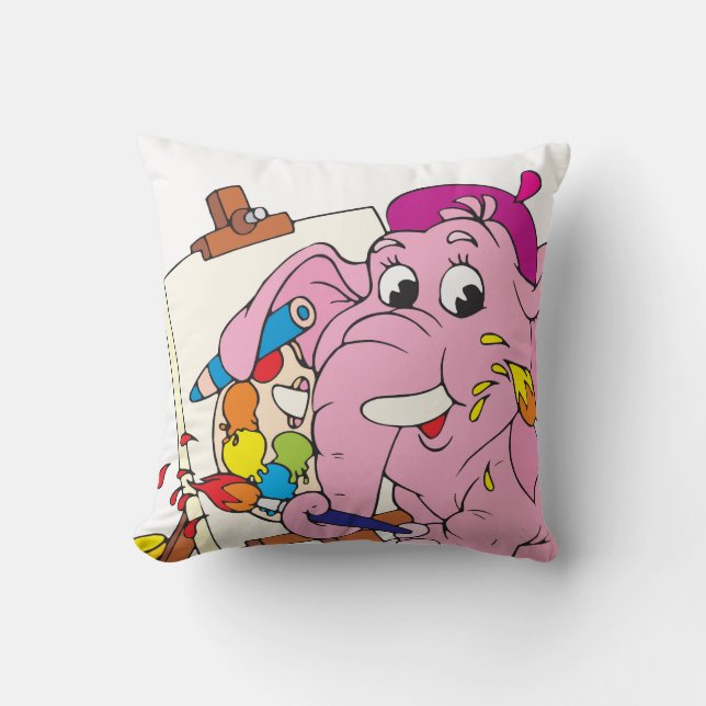Coussin décoratif d'éléphant rose (Recto)