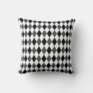 Coussin décoratif diamants noir, gris et blanc