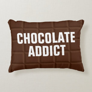 Coussin décoratif drôle de chocolat brun addict