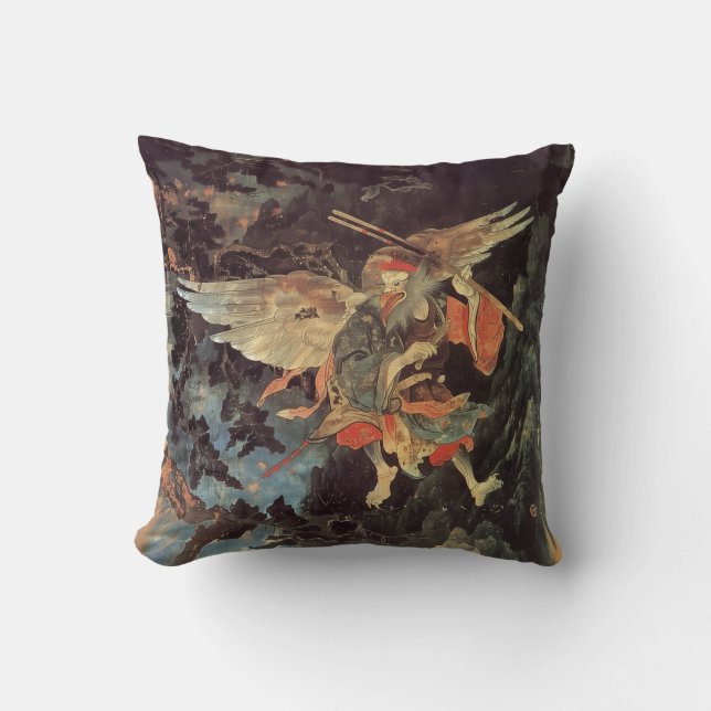 Coussin décoratif du Tengu de la mythologie japona (Recto)